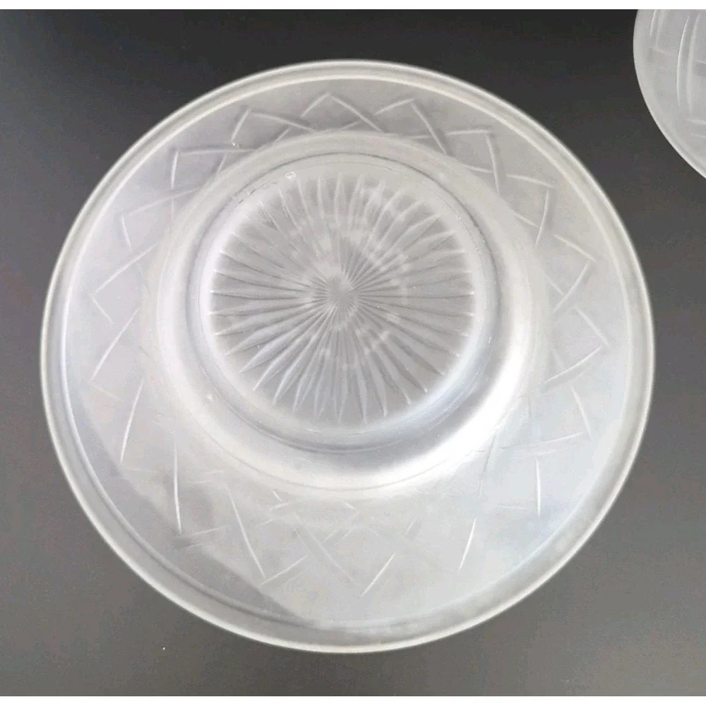 Vintage Frosted Glass Covered Cheese Dish Fruit Pattern Serving Plate w Cloche